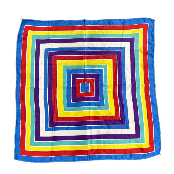 Accessories | Vintage Rainbow Geometric Silk Scarf Square Colorblock ...